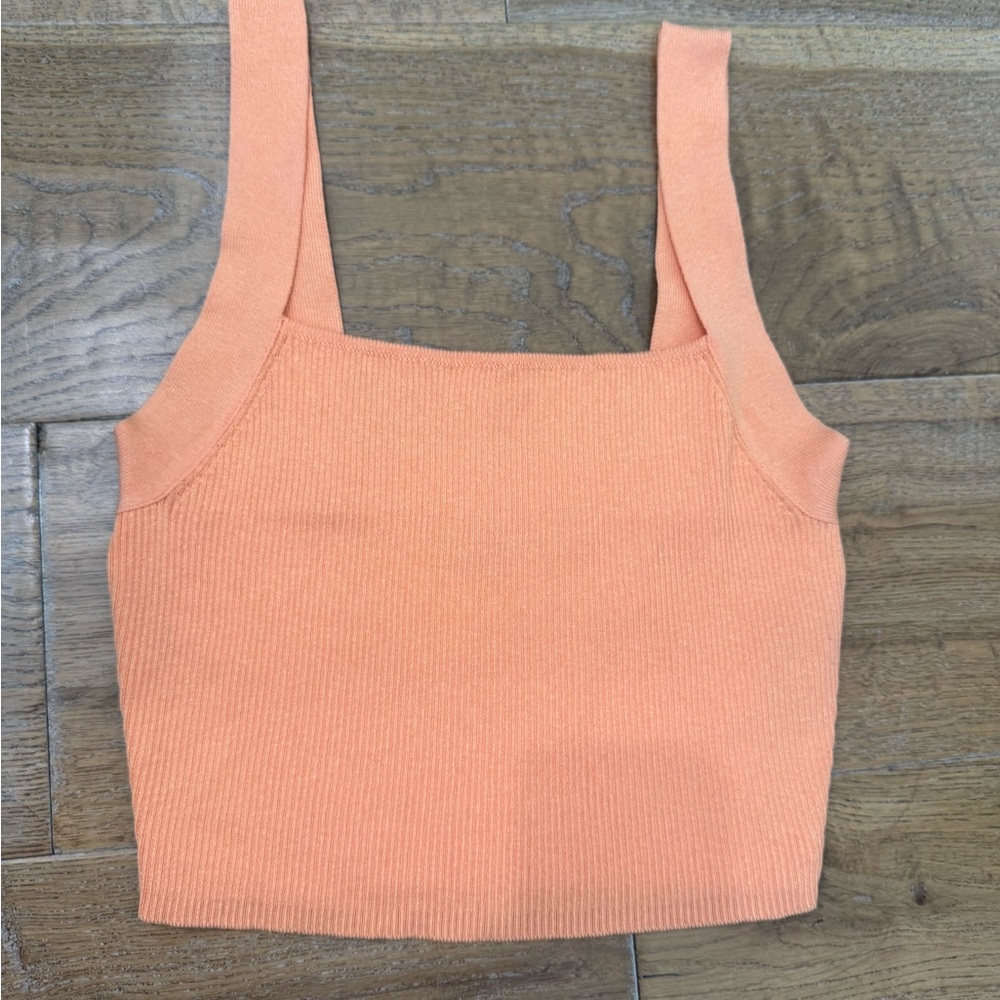 Zara orange knit crop tank